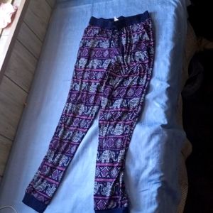 A navy blue elephant print joggers